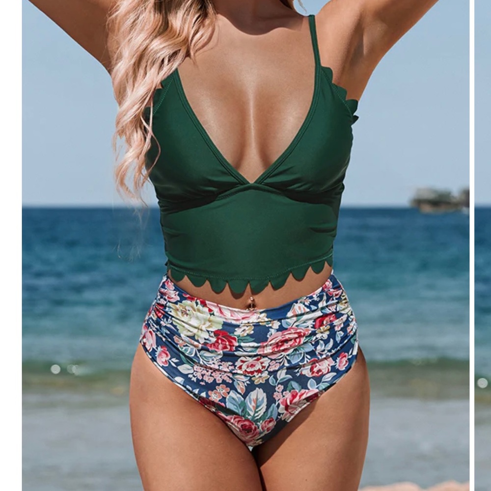 Beach sissi green floral tankini NWT never worn